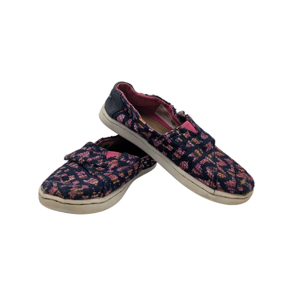 TOMS Navy Embroidered Floral Sneakers Size Toddler 10